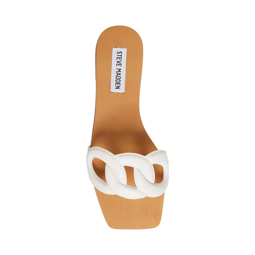 Sandalias de Diapositivas Steve Madden Marcie Cuero Mujer Blancas | ES NU463E